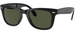 Sunglasses - Ray-Ban® - Ray-Ban® RB4105 FOLDING WAYFARER - 601S MATTE BLACK // CRYSTAL GREEN