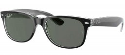 Gafas de Sol - Ray-Ban - RB2132 NEW WAYFARER - 605258 BLACK ON TRANSPARENT // GREEN POLARIZED