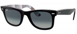 Gafas de Sol - Ray-Ban - RB2140 ORIGINAL WAYFARER - 13183A BLACK ON CHEVRON GREY BURGUNDY // LIGHT GREY GRADIENT BLUE