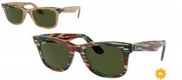 Gafas de Sol - Ray-Ban - RB2140 ORIGINAL WAYFARER - 138731  PHOTOCHROMATIC STRIPED GREY // GREEN