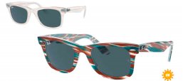 Gafas de Sol - Ray-Ban - RB2140 ORIGINAL WAYFARER - 1407R5  PHOTOCHROMATIC STRIPED LIGHT BLUE // DARK BLUE