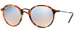 Gafas de Sol - Ray-Ban - RB2447 ROUND - 11579U SPOTTED BLACK HAVANA // GREY FLASH GRADIENT