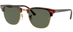 Gafas de Sol - Ray-Ban - RB3016 CLUBMASTER - 990/58 RED HAVANA // CRYSTAL GREEN POLARIZED