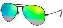 Gafas de Sol - Ray-Ban - RB3025 AVIATOR LARGE METAL - 002/4J SHINY BLACK // MIRROR GREEN GRADIENT