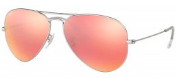 Gafas de Sol - Ray-Ban - RB3025 AVIATOR LARGE METAL - 019/Z2 MATTE SILVER // BROWN MIRROR PINK