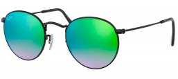 Gafas de Sol - Ray-Ban - RB3447 ROUND METAL - 002/4J SHINY BLACK // MIRROR GRADIENT GREEN