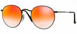 Gafas de Sol - Ray-Ban - RB3447 ROUND METAL - 002/4W SHINY BLACK // MIRROR GRADIENT RED