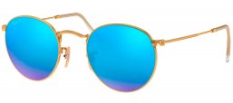 Gafas de Sol - Ray-Ban - RB3447 ROUND METAL - 112/4L MATTE GOLD // BLUE MIRROR POLARIZED