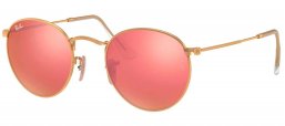 Gafas de Sol - Ray-Ban - RB3447 ROUND METAL - 112/Z2 MATTE GOLD // BROWN MIRROR PINK