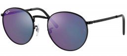 Gafas de Sol - Ray-Ban - RB3637 NEW ROUND - 002/G1 BLACK // GREEN MIRROR BLUE