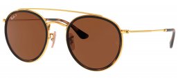 Gafas de Sol - Ray-Ban - RB3647N ROUND DOUBLE BRIDGE - 001/57 GOLD // BROWN POLARIZED