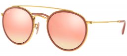 Gafas de Sol - Ray-Ban - RB3647N ROUND DOUBLE BRIDGE - 001/7O GOLD // GRADIENT BROWN MIRROR PINK