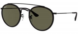 Gafas de Sol - Ray-Ban - RB3647N ROUND DOUBLE BRIDGE - 002/58 BLACK // GREEN POLARIZED