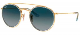 Gafas de Sol - Ray-Ban - RB3647N ROUND DOUBLE BRIDGE - 91233M GOLD // BLUE GREY GRADIENT