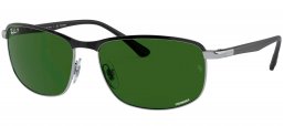 Gafas de Sol - Ray-Ban - RB3671CH - 9144P1 BLACK ON SILVER // DARK GREEN POLARIZED