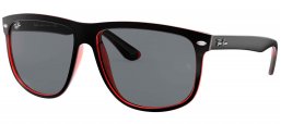 Gafas de Sol - Ray-Ban - RB4147 BOYFRIEND - 617187 TOP MATTE BLACK ON RED TRANSPARENT // DARK GREY