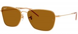 Gafas de Sol - Ray-Ban - RBR0102S CARAVAN REVERSE - 001/83  ARISTA GOLD // DARK BROWN POLARIZED