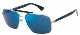 Gafas de Sol - Police - S8645 - 579B SHINY PALLADIUM BLACK // BLUE GREY MIRROR