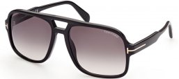 Lunettes de soleil - Tom Ford - FALCONER-02 FT0884  - 01B  SHINY BLACK // GREY GRADIENT