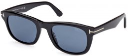 Sunglasses - Tom Ford - KENDEL FT1076 - 01M  SHINY BLACK // BLUE POLARIZED