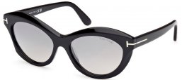 Lunettes de soleil - Tom Ford - TONI FT1111 - 01C  SHINY BLACK // LIGHT GREY MIRROR