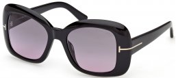 Gafas de Sol - Tom Ford - SANDRA-02 FT1348 - 01B  SHINY BLACK // SMOKE GRADIENT