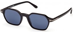 Lunettes de soleil - Tom Ford - JOEY-02 FT1301 - 01V  SHINY BLACK // BLUE