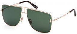 Lunettes de soleil - Tom Ford - ELIOTT-02 FT1307 - 28N  SHINY ROSE GOLD // GREEN