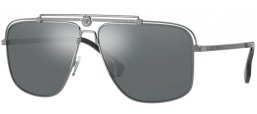 Sunglasses - Versace - VE2242 - 10016G GUNMETAL // LIGHT GREY MIRROR BLACK