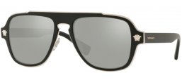 Sunglasses - Versace - VE2199 MEDUSA CHARM - 10006G MATTE BLACK // LIGHT GREY MIRROR SILVER