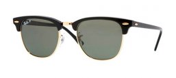 Sunglasses - Ray-Ban® - Ray-Ban® RB3016 CLUBMASTER - 901/58 BLACK // CRYSTAL GREEN POLARIZED