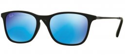 Gafas Junior - Ray-Ban® Junior Collection - RJ9061S - 700555 RUBBER BLACK // LIGHT GREEN MIRROR BLUE