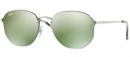 Sunglasses - Ray-Ban® - Ray-Ban® RB3579N BLAZE HEXAGONAL - 003/30 SILVER // DARK GREEN MIRROR SILVER