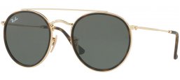 Lunettes de soleil - Ray-Ban® - Ray-Ban® RB3647N ROUND DOUBLE BRIDGE - 001 GOLD // GREEN