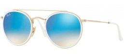 Sunglasses - Ray-Ban® - Ray-Ban® RB3647N ROUND DOUBLE BRIDGE - 001/4O GOLD // GRADIENT BROWN MIRROR BLUE