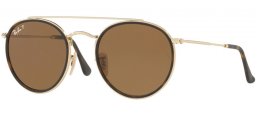 Lunettes de soleil - Ray-Ban® - Ray-Ban® RB3647N ROUND DOUBLE BRIDGE - 001/57 GOLD // BROWN POLARIZED