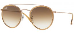Sunglasses - Ray-Ban® - Ray-Ban® RB3647N ROUND DOUBLE BRIDGE - 907051 LIGHT BROWN // CLEAR GRADIENT BROWN