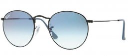 Sunglasses - Ray-Ban® - Ray-Ban® RB3447 ROUND METAL - 006/3F MATTE BLACK // CRYSTAL GRADIENT LIGHT BLUE